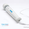 Magic Wand Rechargeable Wand Massager laying on white table with power chord