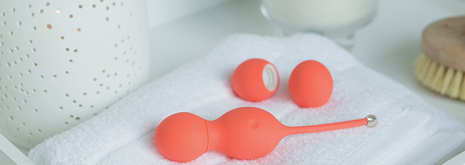 We-Vibe bloom vibrating kegel balls on bath towel