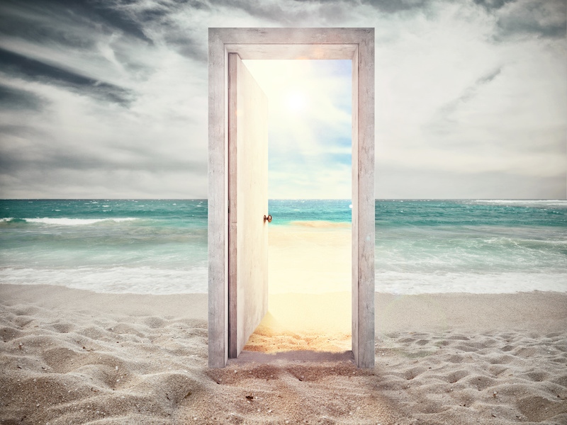 open door on the beach