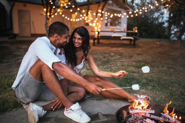 couple around a fire