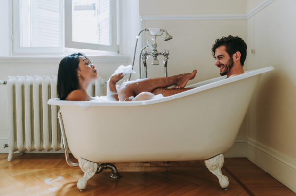 couple taking a bath