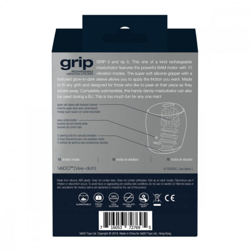 VeDO GRIP Black back of packaging