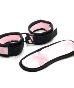 Sex Kitten Mask/Cuff Set Pink and Black
