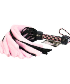 Suede and Fluff MINI Flogger - 18" - Pink/Black
