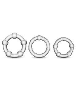 Stay Hard Beaded Cockrings 3pc Set Clear