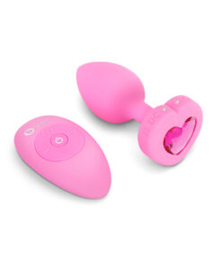 B-Vibe Vibrating Heart Plug Small/Medium - Pink Topaz