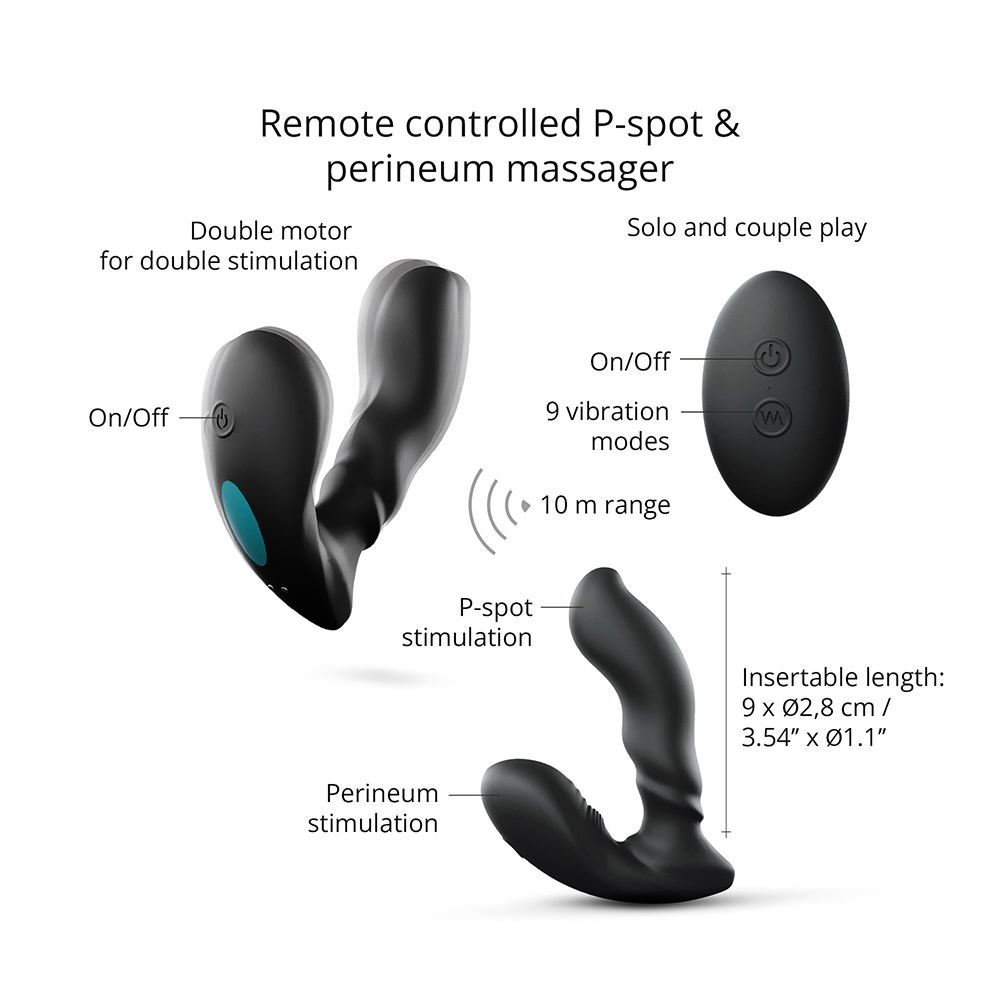 Love to Love Player One Dual Motor Vibrating Prostate Massager With Remote Black - Image 3