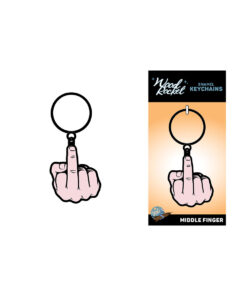 Alternative view of Wood Rocket Middle Finger Keychain