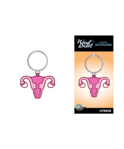 Wood Rocket Uterus Keychain