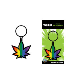 Wood Rocket Rainbow Leaf Keychain