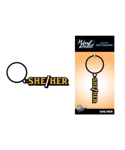 Alternative view of Wood Rocket She/Her Keychain