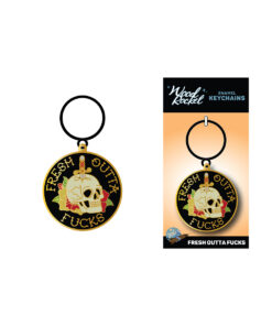 Wood Rocket Fresh Outta Fucks Skull Keychain