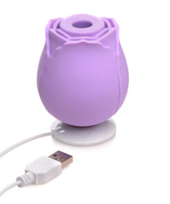 Alternative view of Bloomgasm 10X Wild Rose Silicone Suction Clit Stimulator Purple