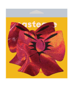 Alternative view of Pastease Bow Red Holograph Breast Covers