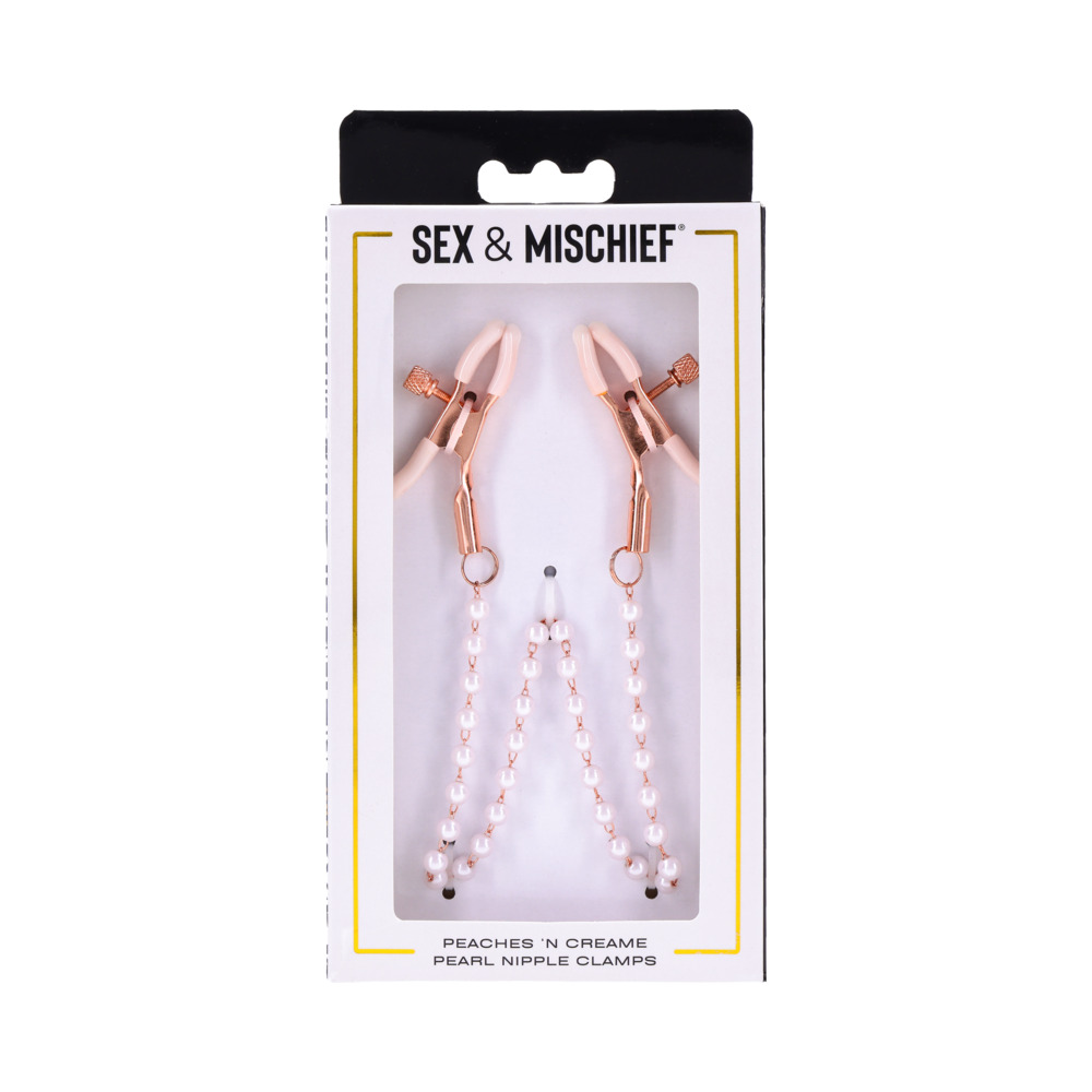 Sportsheets Sex & Mischief Peaches n CreaMe Pearl Nipple Clamps - Image 4