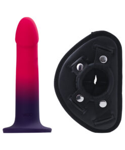 VeDO Duo Silicone Dildo with Harness Pink/Purple