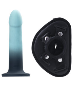 VeDO Duo Silicone Dildo with Harness Turquoise/Black
