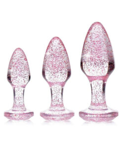 A&E Glitter Gem Butt Plug Set Pink