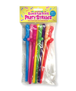 Super Fun Penis Straws Multicolor 8pk