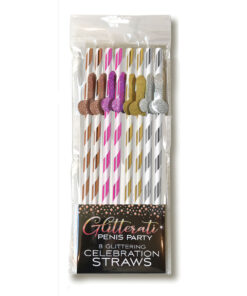 Glitterati Penis Party Tall Straws 8pk