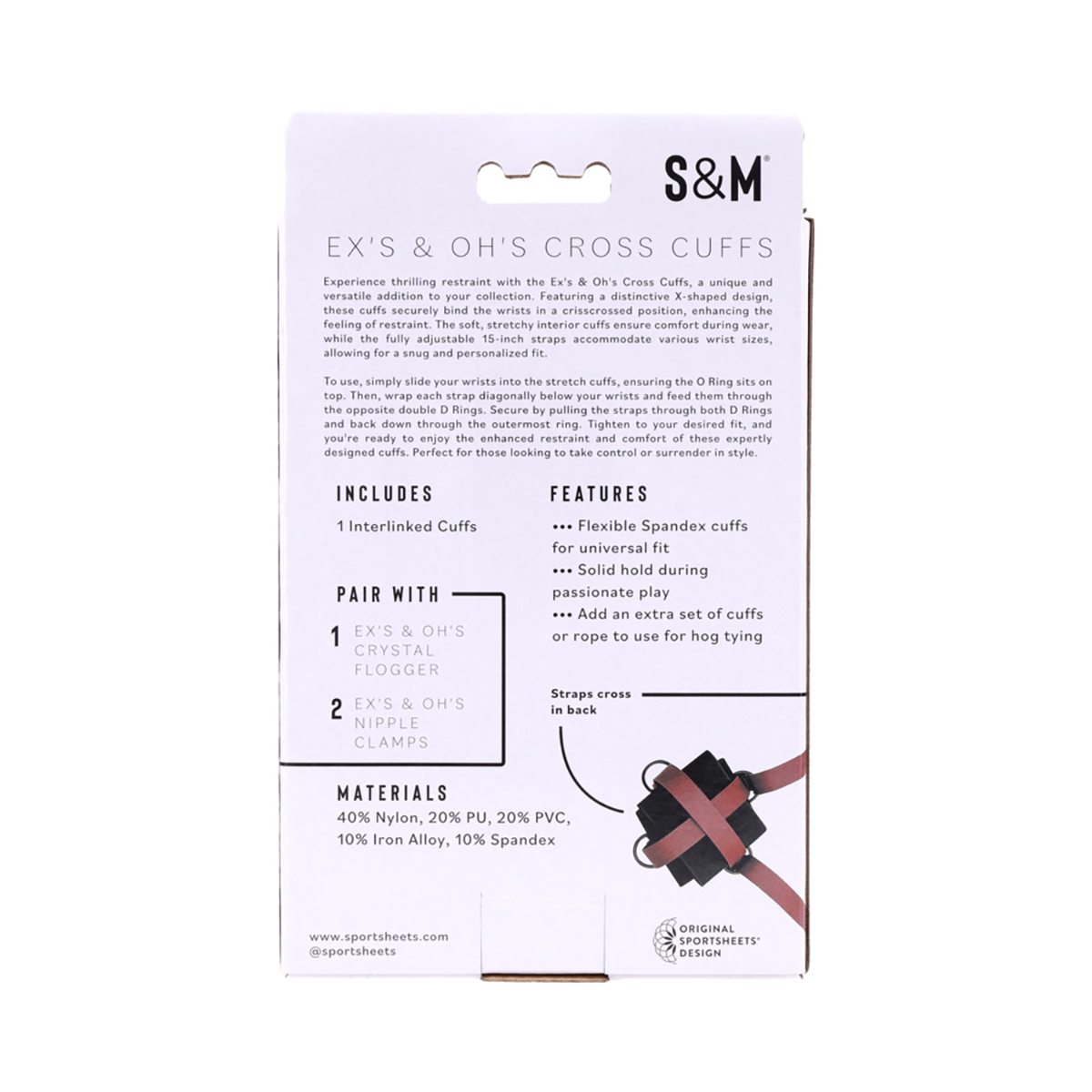 SS S&M Ex's & Oh's Cross Cuffs - Image 2