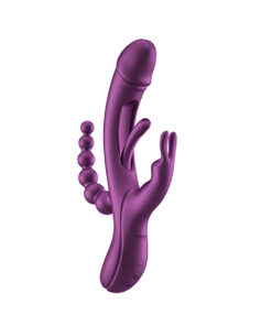 Honey Play Box Trilux Kinky Finger Rabbit Vibrator with Anal Beads Purple