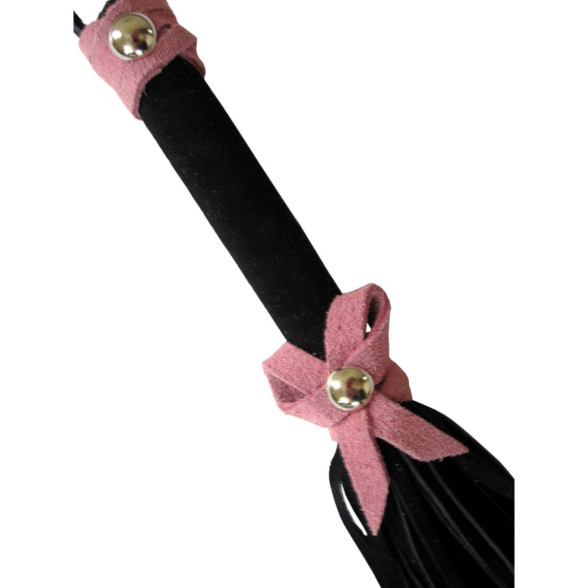 Love Knot Mini Flogger w/ Bow - Black w/Pink Bow - Image 3