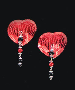 Alternative view of Bijoux de Nip Heart Red Sequin Pasties w/ Facet Beads