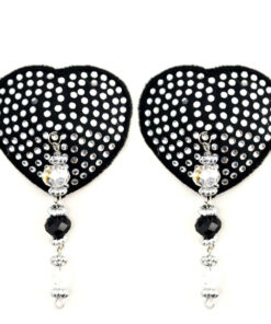 Bijoux de Nip Heart Black Crystal Pasties w/ Beads