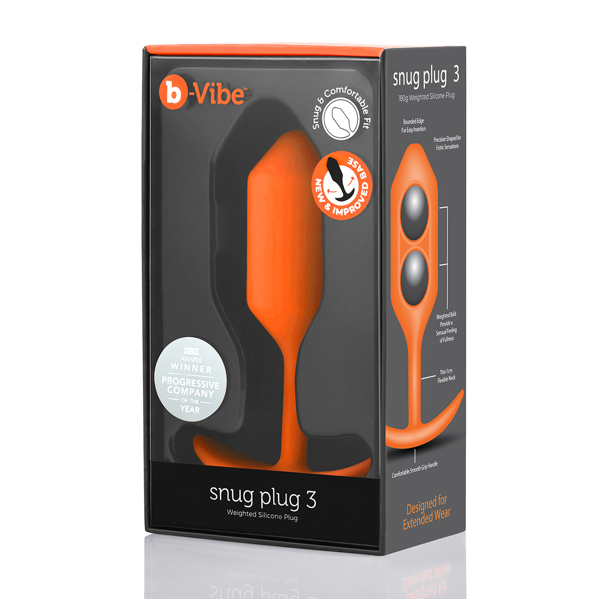 B-Vibe Snug Plug 3 (L) - Orange - Image 6