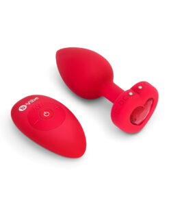 B-Vibe Vibrating Heart Plug Medium/Large - Scarlet Ruby