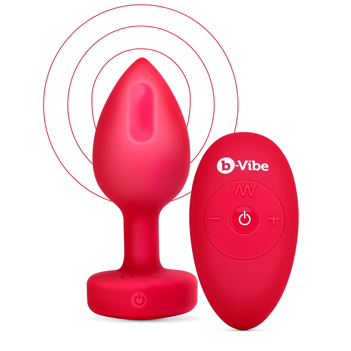 B-Vibe Vibrating Heart Plug Medium/Large - Scarlet Ruby - Image 3