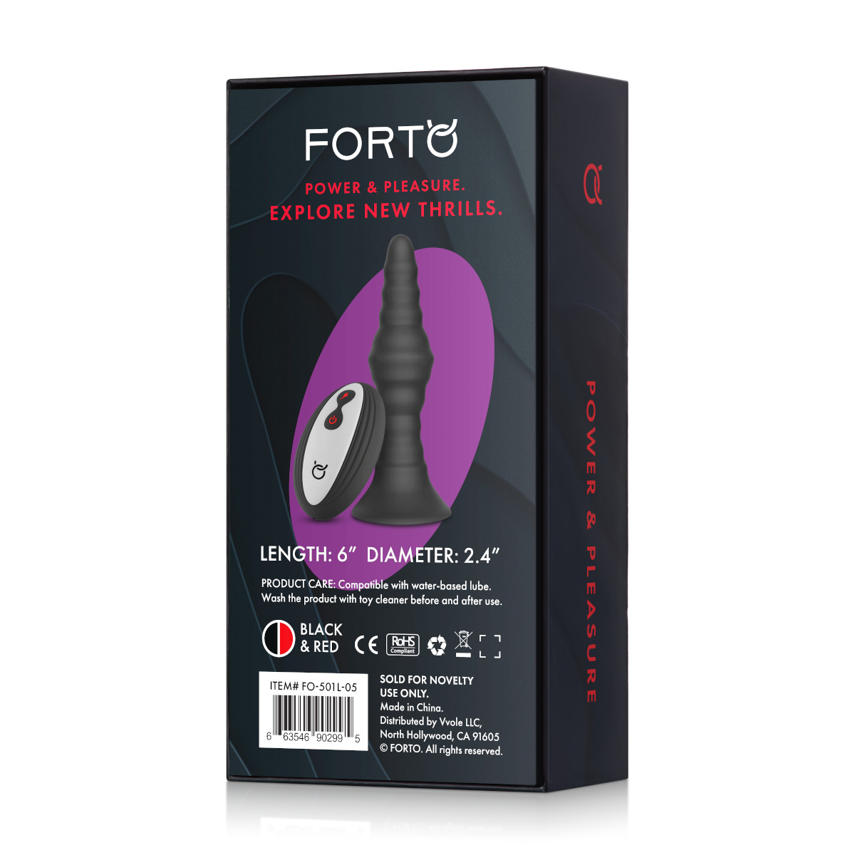FORTO Vibrating Large Remote Ribbed Plug - Image 2