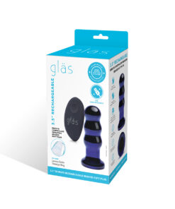 Alternative view of GLAS Rechargeable Ribbed Butt Plug 3.5"