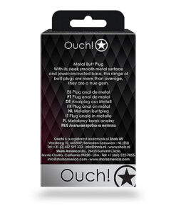 Alternative view of Shots Ouch! Heart Gem Butt Plug Small - Silver/Rubellite Pink