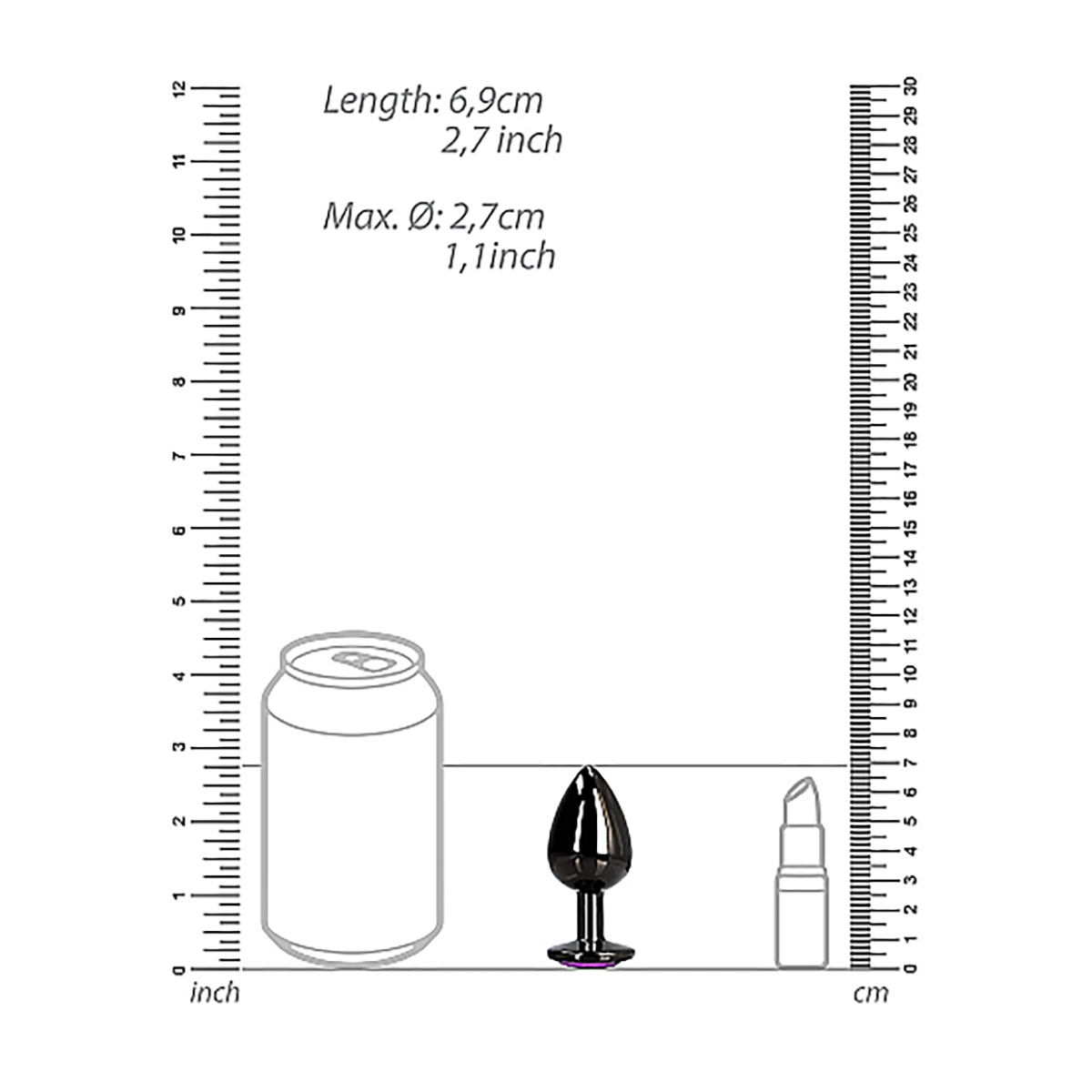 Shots Ouch! Heart Gem Butt Plug Small - Gunmetal/Amethyst - Image 6