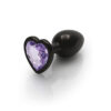 Shots Ouch! Heart Gem Butt Plug Small - Gunmetal/Amethyst