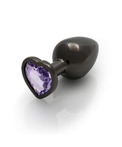 Shots Ouch! Heart Gem Butt Plug Medium - Gunmetal/Amethyst