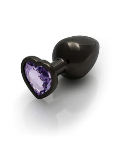 Shots Ouch! Heart Gem Butt Plug Large - Gunmetal/Amethyst