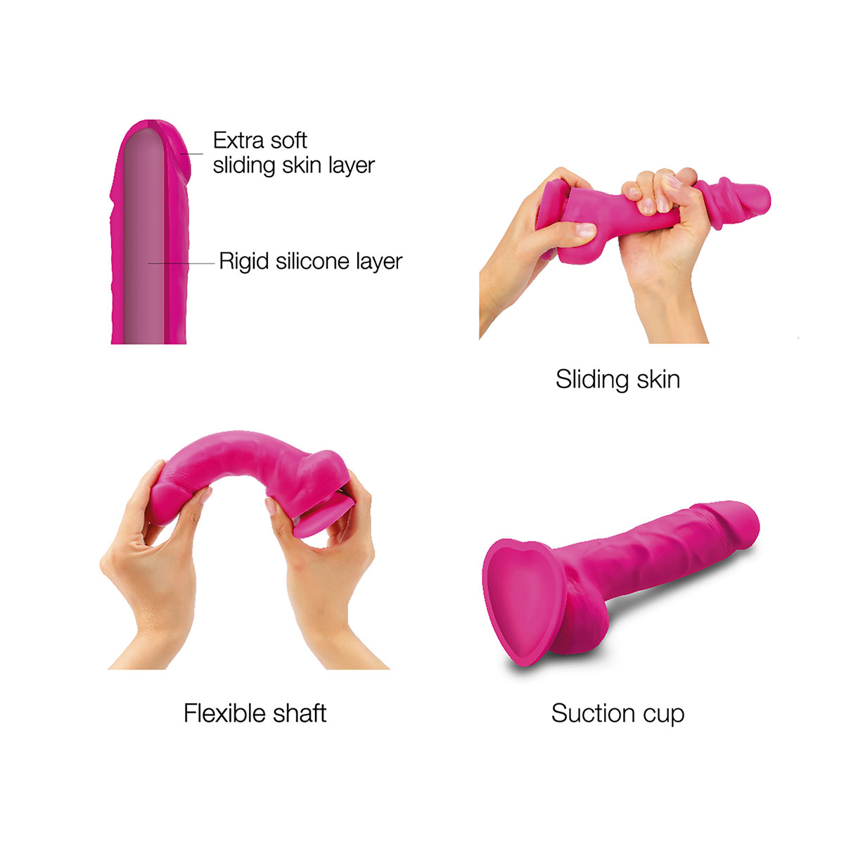 Strap-On-Me Sliding Skin Realistic Dil Medium - Fuchsia - Image 6