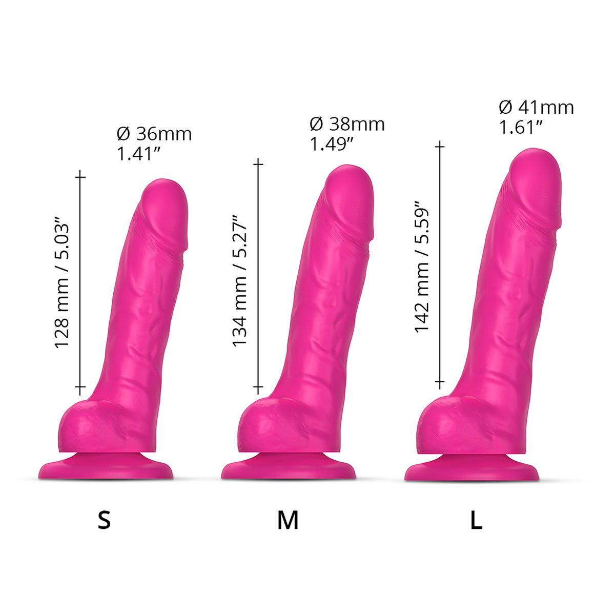 Strap-On-Me Sliding Skin Realistic Dil Medium - Fuchsia - Image 5